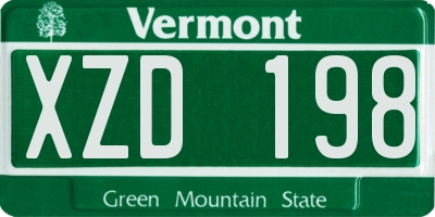 VT license plate XZD198