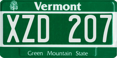 VT license plate XZD207