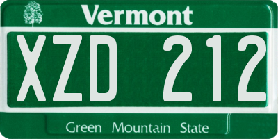 VT license plate XZD212