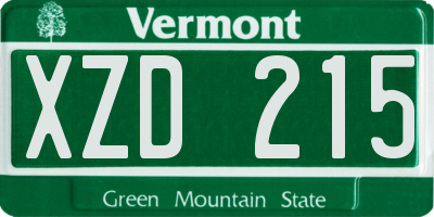 VT license plate XZD215