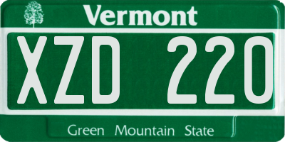 VT license plate XZD220