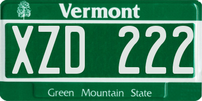 VT license plate XZD222