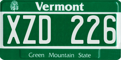 VT license plate XZD226