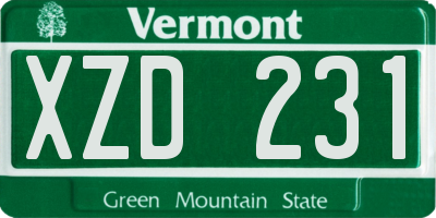 VT license plate XZD231