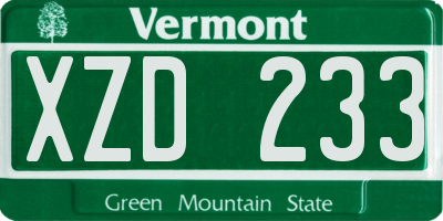 VT license plate XZD233