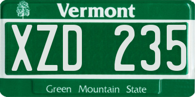 VT license plate XZD235