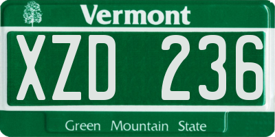 VT license plate XZD236