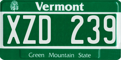 VT license plate XZD239