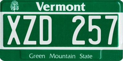 VT license plate XZD257
