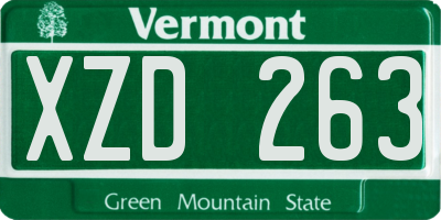 VT license plate XZD263