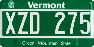 VT license plate XZD275
