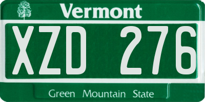 VT license plate XZD276