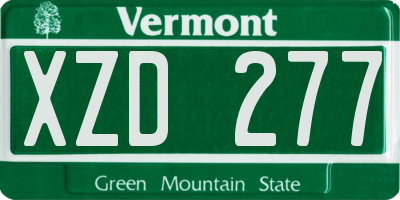 VT license plate XZD277