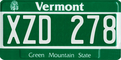 VT license plate XZD278