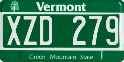 VT license plate XZD279