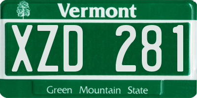VT license plate XZD281