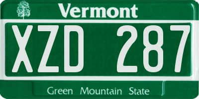 VT license plate XZD287