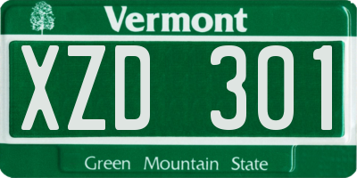 VT license plate XZD301