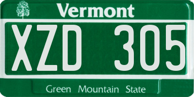 VT license plate XZD305