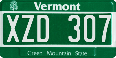 VT license plate XZD307