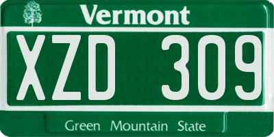 VT license plate XZD309
