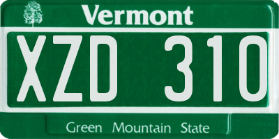 VT license plate XZD310