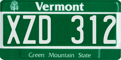VT license plate XZD312