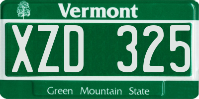 VT license plate XZD325