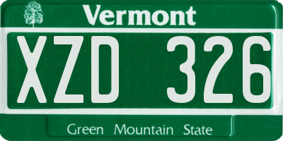 VT license plate XZD326