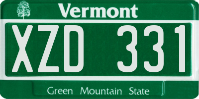 VT license plate XZD331