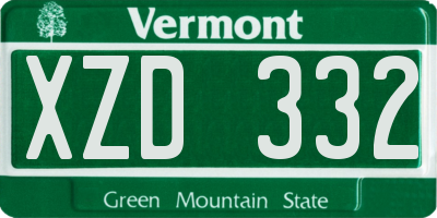 VT license plate XZD332