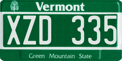 VT license plate XZD335