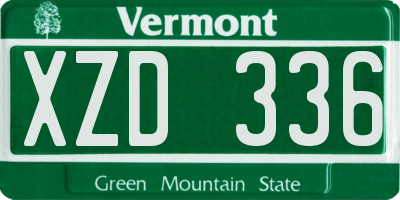 VT license plate XZD336