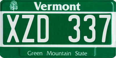 VT license plate XZD337