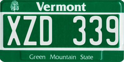 VT license plate XZD339