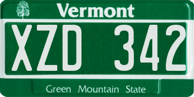 VT license plate XZD342