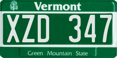 VT license plate XZD347
