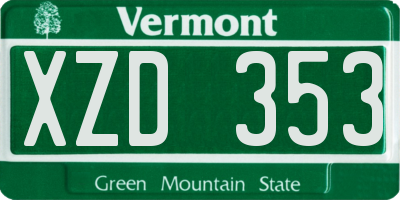 VT license plate XZD353