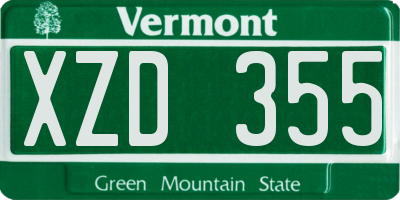 VT license plate XZD355