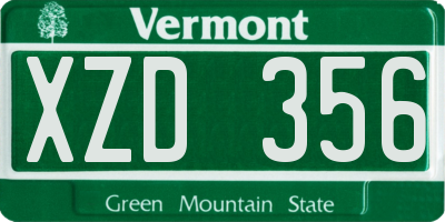 VT license plate XZD356