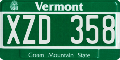 VT license plate XZD358