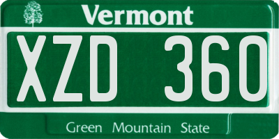 VT license plate XZD360