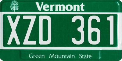 VT license plate XZD361
