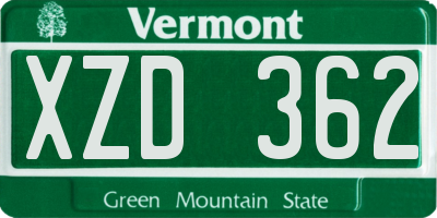 VT license plate XZD362