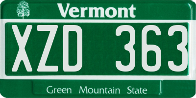 VT license plate XZD363
