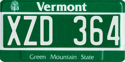 VT license plate XZD364