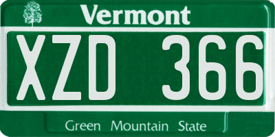 VT license plate XZD366