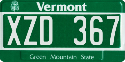 VT license plate XZD367
