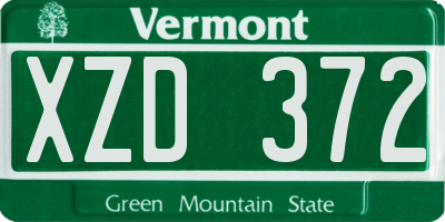VT license plate XZD372