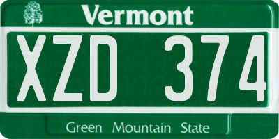 VT license plate XZD374
